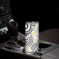 Plumeria With White Polynesian Tattoo Pattern Skinny Tumbler