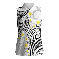 Plumeria With White Polynesian Tattoo Pattern Women Sleeveless Polo Shirt LT05 Female White - Polynesian Pride