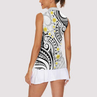 Plumeria With White Polynesian Tattoo Pattern Women Sleeveless Polo Shirt LT05 - Polynesian Pride