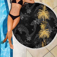 Hawaiian Honu And Surfboards Beach Blanket Gold Style - Polynesian Pride