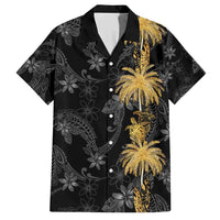 Hawaiian Honu And Surfboards Family Matching Short Sleeve Bodycon Dress and Hawaiian Shirt Gold Style - Polynesian Pride