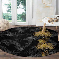 Hawaiian Honu And Surfboards Round Carpet Gold Style - Polynesian Pride