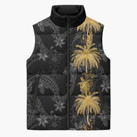 Hawaiian Honu And Surfboards Sleeveless Puffer Jacket Gold Style LT05 Unisex Gold - Polynesian Pride