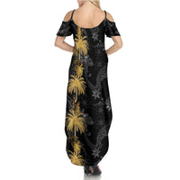 Hawaiian Honu And Surfboards Summer Maxi Dress Gold Style - Polynesian Pride