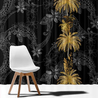 Hawaiian Honu And Surfboards Window Curtain Gold Style - Polynesian Pride