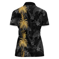 Hawaiian Honu And Surfboards Women Polo Shirt Gold Style - Polynesian Pride