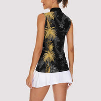 Hawaiian Honu And Surfboards Women Sleeveless Polo Shirt Gold Style - Polynesian Pride
