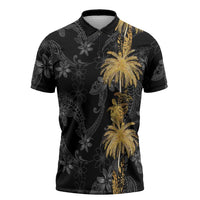 Hawaiian Honu And Surfboards Zipper Polo Shirt Gold Style LT05 Gold - Polynesian Pride