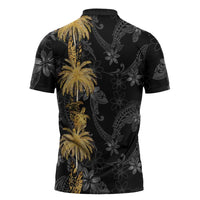 Hawaiian Honu And Surfboards Zipper Polo Shirt Gold Style LT05 - Polynesian Pride
