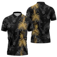 Hawaiian Honu And Surfboards Zipper Polo Shirt Gold Style LT05 - Polynesian Pride