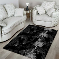 Hawaiian Honu And Surfboards Area Rug Silver Style - Polynesian Pride