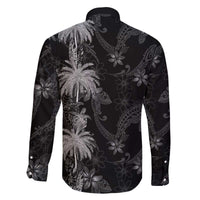 Hawaiian Honu And Surfboards Family Matching Off The Shoulder Long Sleeve Dress and Hawaiian Shirt Silver Style - Polynesian Pride