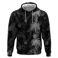 Hawaiian Honu And Surfboards Hoodie Silver Style - Polynesian Pride