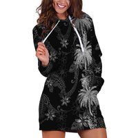 Hawaiian Honu And Surfboards Hoodie Dress Silver Style - Polynesian Pride