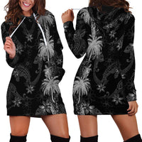 Hawaiian Honu And Surfboards Hoodie Dress Silver Style - Polynesian Pride