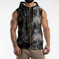 Hawaiian Honu And Surfboards Sleeveless Zip Hoodie Silver Style LT05 - Polynesian Pride