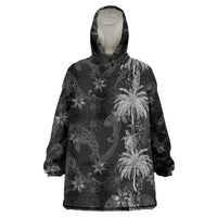 Hawaiian Honu And Surfboards Wearable Blanket Hoodie Silver Style - Polynesian Pride