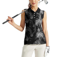 Hawaiian Honu And Surfboards Women Sleeveless Polo Shirt Silver Style - Polynesian Pride