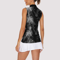 Hawaiian Honu And Surfboards Women Sleeveless Polo Shirt Silver Style - Polynesian Pride