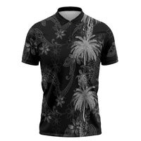 Hawaiian Honu And Surfboards Zipper Polo Shirt Silver Style LT05 Silver - Polynesian Pride