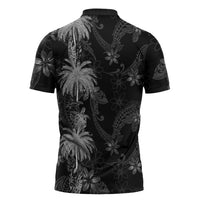 Hawaiian Honu And Surfboards Zipper Polo Shirt Silver Style LT05 - Polynesian Pride