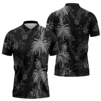 Hawaiian Honu And Surfboards Zipper Polo Shirt Silver Style LT05 - Polynesian Pride