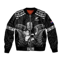 Custom New Zealand Maori Tiki Rugby Bomber Jacket Go Aotearoa Maori Pattern