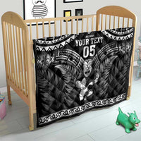 Custom New Zealand Maori Tiki Rugby Quilt Go Aotearoa Maori Pattern