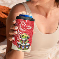 Personalized Puerto Rico 4 in 1 Can Cooler Tumbler Coqui Frog With Polynesian Pattern - Polynesian Pride