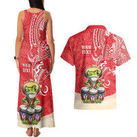 Personalized Puerto Rico Couples Matching Tank Maxi Dress and Hawaiian Shirt Coqui Frog With Polynesian Pattern - Polynesian Pride