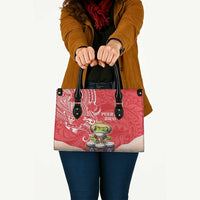 Puerto Rico Leather Bag Coqui Frog With Polynesian Pattern LT05 Red - Polynesian Pride