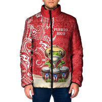 Personalized Puerto Rico Padded Jacket Coqui Frog With Polynesian Pattern - Polynesian Pride