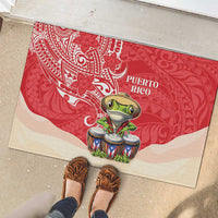 Puerto Rico Rubber Doormat Coqui Frog With Polynesian Pattern - Polynesian Pride
