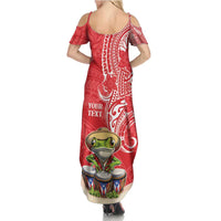 Personalized Puerto Rico Summer Maxi Dress Coqui Frog With Polynesian Pattern - Polynesian Pride