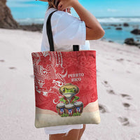 Puerto Rico Tote Bag Coqui Frog With Polynesian Pattern - Polynesian Pride