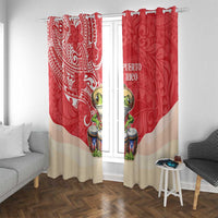 Puerto Rico Window Curtain Coqui Frog With Polynesian Pattern - Polynesian Pride
