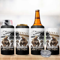 Hawaii Veterans Day 4 in 1 Can Cooler Tumbler Honor The Fallen Flag Grunge Style