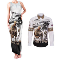 Hawaii Veterans Day Couples Matching Tank Maxi Dress and Long Sleeve Button Shirt Honor The Fallen Flag Grunge Style