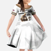 Hawaii Veterans Day Kid Short Sleeve Dress Honor The Fallen Flag Grunge Style LT05 KID White - Polynesian Pride