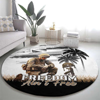 Hawaii Veterans Day Round Carpet Honor The Fallen Flag Grunge Style LT05 - Polynesian Pride