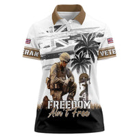 Hawaii Veterans Day Women Polo Shirt Honor The Fallen Flag Grunge Style LT05 Female White - Polynesian Pride