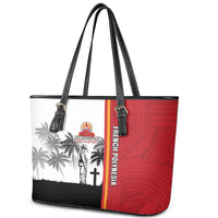 French Polynesia Armistice Day Leather Tote Bag Lest We Forget Flag Style