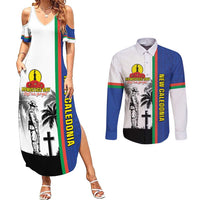 New Caledonia Armistice Day Couples Matching Summer Maxi Dress and Long Sleeve Button Shirt Lest We Forget Flag Style LT05 Navy - Polynesian Pride