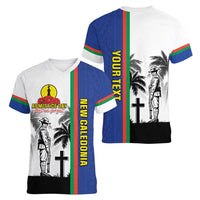 New Caledonia Armistice Day Women V-Neck T-Shirt Lest We Forget Flag Style LT05 - Polynesian Pride
