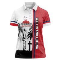 Wallis and Futuna Armistice Day Women Polo Shirt Lest We Forget Flag Style LT05 Female White - Polynesian Pride