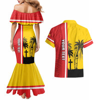 Marquesas Islands Armistice Day Couples Matching Mermaid Dress and Hawaiian Shirt Lest We Forget Flag Style