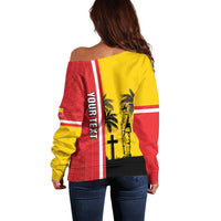 Marquesas Islands Armistice Day Off Shoulder Sweater Lest We Forget Flag Style