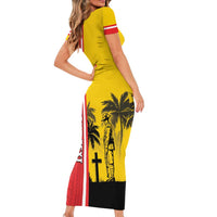 Marquesas Islands Armistice Day Short Sleeve Bodycon Dress Lest We Forget Flag Style LT05 - Polynesian Pride