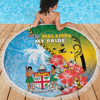 Malampa Fiji Day Beach Blanket Tribal Pattern With Tropical Flowers - Polynesian Pride