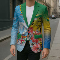 Personalised Malampa Fiji Day Blazer Tribal Pattern With Tropical Flowers - Polynesian Pride